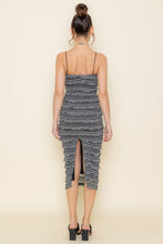 Load image into Gallery viewer, STRIPE AND RUFFLE KNIT MIDI DRESS