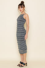 Load image into Gallery viewer, STRIPE AND RUFFLE KNIT MIDI DRESS