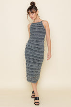 Load image into Gallery viewer, STRIPE AND RUFFLE KNIT MIDI DRESS