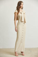 Load image into Gallery viewer, CABLE KNIT TIE FRONT SHAWL TUBE DRESS