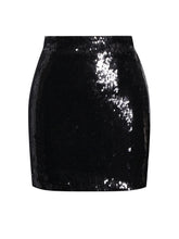 Load image into Gallery viewer, TAMIRA BLACK SEQUIN MINI BODYCON SKIRT