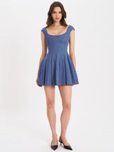 Load image into Gallery viewer, SADA PLEATED DENIM MINI DRESS