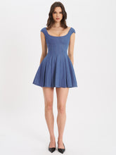 Load image into Gallery viewer, SADA PLEATED DENIM MINI DRESS