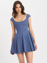 Load image into Gallery viewer, SADA PLEATED DENIM MINI DRESS