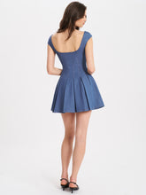 Load image into Gallery viewer, SADA PLEATED DENIM MINI DRESS