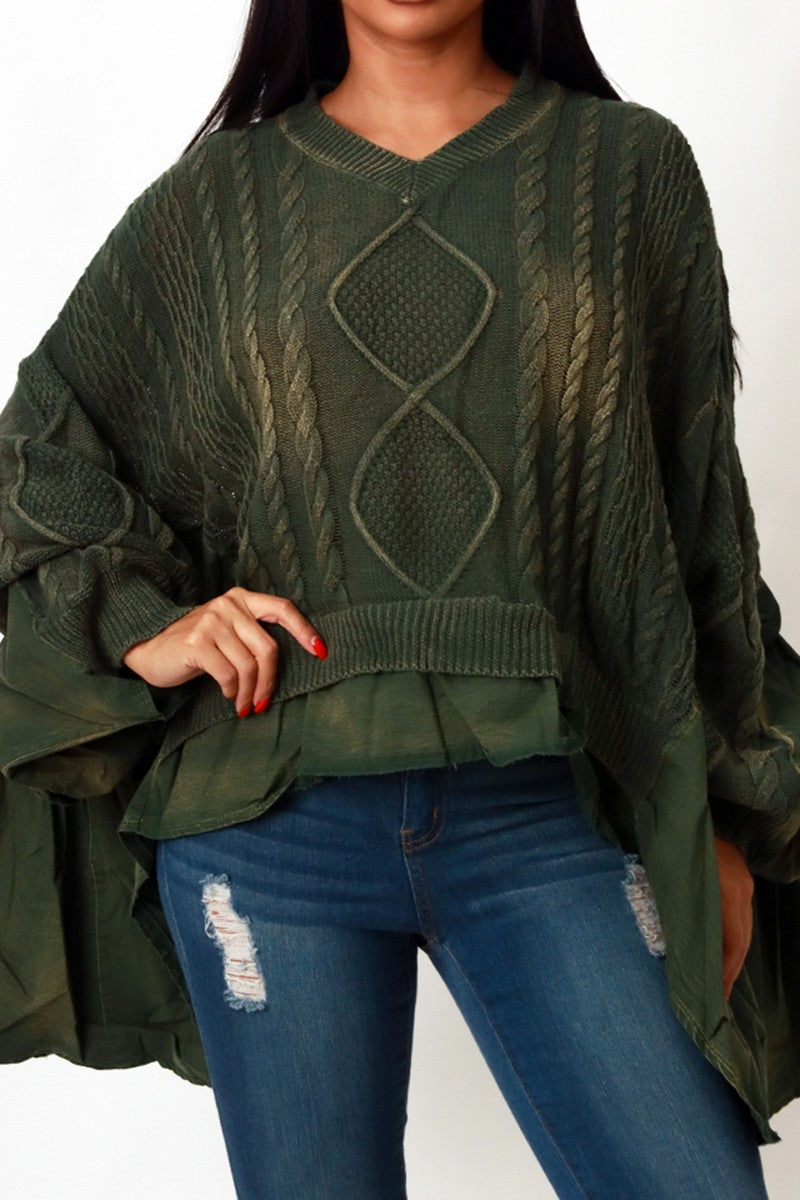 CABLE KNIT UNIQUE MIX SWEATER TOP