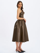 Load image into Gallery viewer, PARISIA COCOA VEGAN LEATHER DROP WAIST DRESS