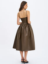 Load image into Gallery viewer, PARISIA COCOA VEGAN LEATHER DROP WAIST DRESS