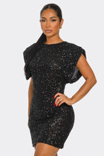 Load image into Gallery viewer, MIDNIGHT SPARKLE SEQUIN MINI DRESS