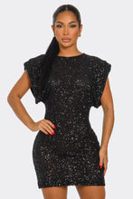 Load image into Gallery viewer, MIDNIGHT SPARKLE SEQUIN MINI DRESS