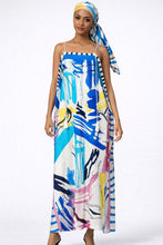 Load image into Gallery viewer, COLORFUL ABSTRACT MAXI DRESS WITH MATCHING SCARF