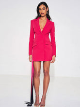 Load image into Gallery viewer, YELENA RUBY FRINGE DRAPING BLAZER DRESS