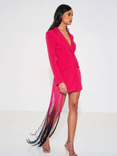 Load image into Gallery viewer, YELENA RUBY FRINGE DRAPING BLAZER DRESS
