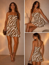 Load image into Gallery viewer, ZEBRA PRINTED RUCHED MINI DRESS