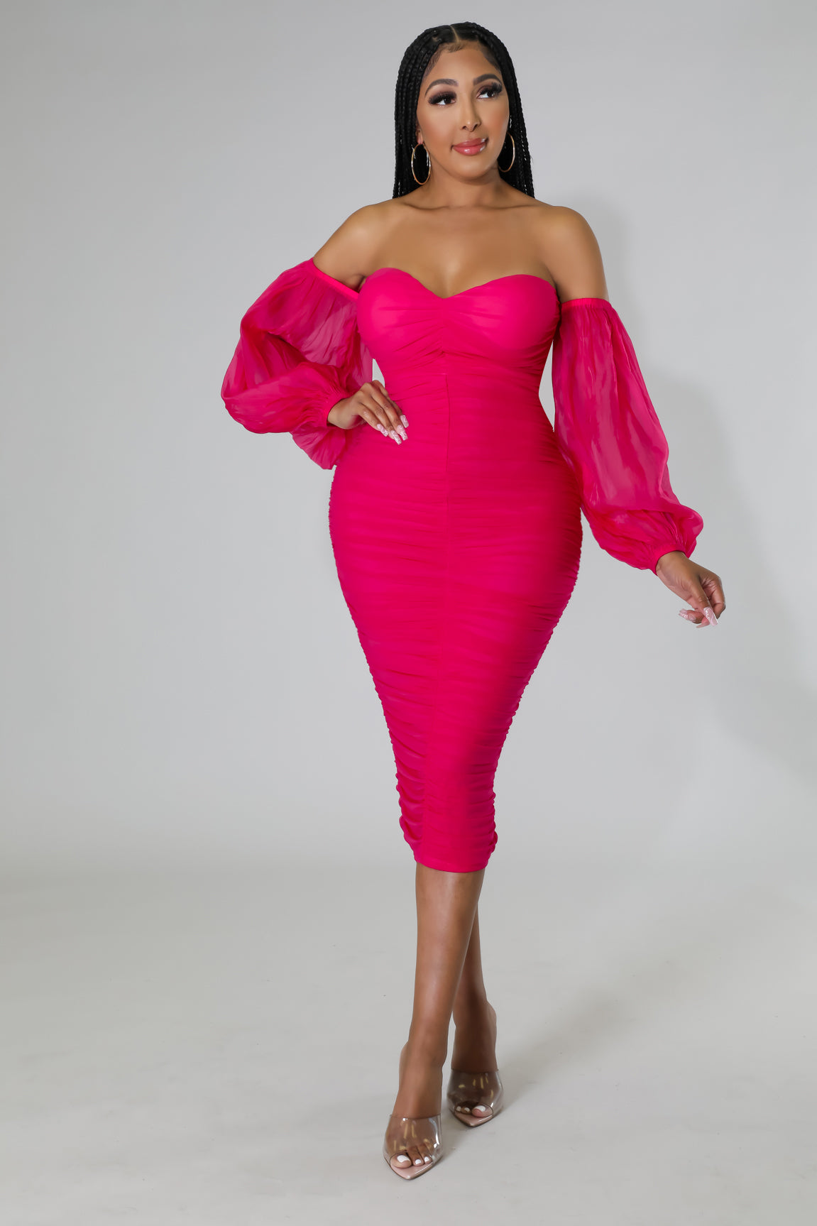 sheer balloon sleeve dress CD 0182 Size 18 A Line Shimmer Long Sheer Puff Sleeve Mother Of Dress Formal Evening Gown