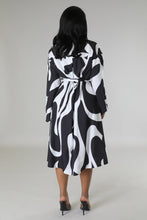 Load image into Gallery viewer, BLACK AND WHITE ABSTRACT SHIRT DRESS