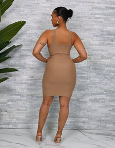 SOLID RIBBED DRESS
