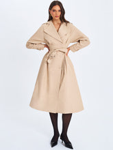 Load image into Gallery viewer, ULILA BEIGE DOUBLE BREASTED PLEATED COTTON BLEND TRENCH COAT