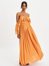 Load image into Gallery viewer, KAELA BRICKWORK OFF SHOULDER CHIFFON MAXI DRESS
