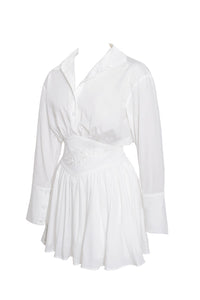 JAMILA WHITE SHIRT MINI DRESS WITH WAIST DETAIL