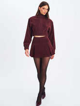 Load image into Gallery viewer, FARRYN MAHOGANY VEGAN SUEDE CROPPED BOMBER JACKET
