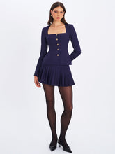 Load image into Gallery viewer, SKYLA INDIGO SQUARE NECKLINE PEPLUM BLAZER