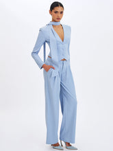 Load image into Gallery viewer, REVA SKY BLUE PINSTRIPE SINGLE PLEAT PANTS