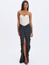 Load image into Gallery viewer, TAMRYN BLACK AND WHITE POLKA DOT SWEETHEART MAXI DRESS