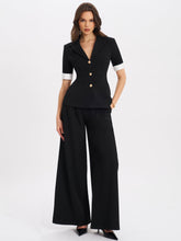 Load image into Gallery viewer, ALEEZA BLACK WIDE LEG SUIT PANTS