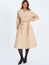 Load image into Gallery viewer, ULILA BEIGE DOUBLE BREASTED PLEATED COTTON BLEND TRENCH COAT
