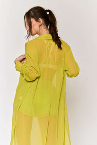 CHIFFON BUTTON DOWN MAXI SHIRT AND SHORT SET