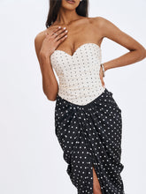 Load image into Gallery viewer, TAMRYN BLACK AND WHITE POLKA DOT SWEETHEART MAXI DRESS