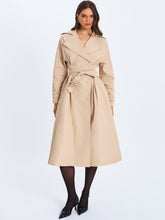 Load image into Gallery viewer, ULILA BEIGE DOUBLE BREASTED PLEATED COTTON BLEND TRENCH COAT
