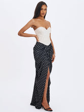 Load image into Gallery viewer, TAMRYN BLACK AND WHITE POLKA DOT SWEETHEART MAXI DRESS