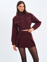 Load image into Gallery viewer, FARRYN MAHOGANY VEGAN SUEDE CROPPED BOMBER JACKET