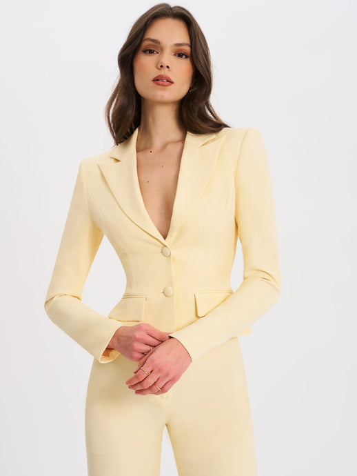 QUINNIE BUTTER YELLOW SLIM-FIT BLAZER