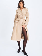 Load image into Gallery viewer, ULILA BEIGE DOUBLE BREASTED PLEATED COTTON BLEND TRENCH COAT
