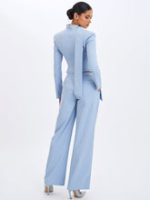 Load image into Gallery viewer, REVA SKY BLUE PINSTRIPE SINGLE PLEAT PANTS