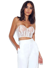 Load image into Gallery viewer, NEW ROMANTICS STRETCH WHITE LACE CROPPED TOP