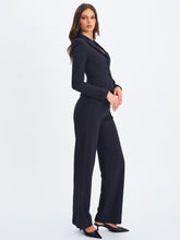Load image into Gallery viewer, QUINNIE NAVY STRIPED HIGH-WAISTED STRAIGHT LEG PANT