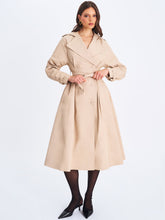 Load image into Gallery viewer, ULILA BEIGE DOUBLE BREASTED PLEATED COTTON BLEND TRENCH COAT