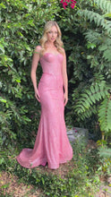Load image into Gallery viewer, FITTED ROSE PINK GLITTER MERMAID GOWN