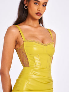 BETSY OLIVE CORSET VEGAN LEATHER DRESS