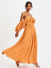 Load image into Gallery viewer, KAELA BRICKWORK OFF SHOULDER CHIFFON MAXI DRESS