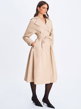 Load image into Gallery viewer, ULILA BEIGE DOUBLE BREASTED PLEATED COTTON BLEND TRENCH COAT