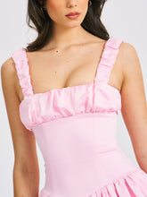 Load image into Gallery viewer, AUBREY PINK SATIN BUBBLE HEM MINI DRESS