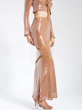 Load image into Gallery viewer, ODALIS NUDE SEQUIN MAXI SKIRT