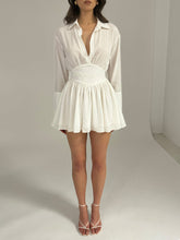 Load image into Gallery viewer, JAMILA WHITE SHIRT MINI DRESS WITH WAIST DETAIL