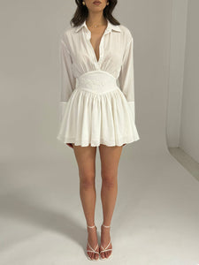 JAMILA WHITE SHIRT MINI DRESS WITH WAIST DETAIL