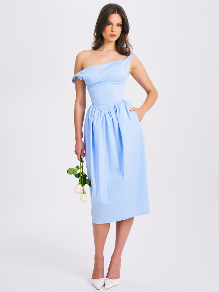 corset drop waist midi dress REINA BLUE DROP WAIST CORSET MIDI DRESS – Arelia's Dream